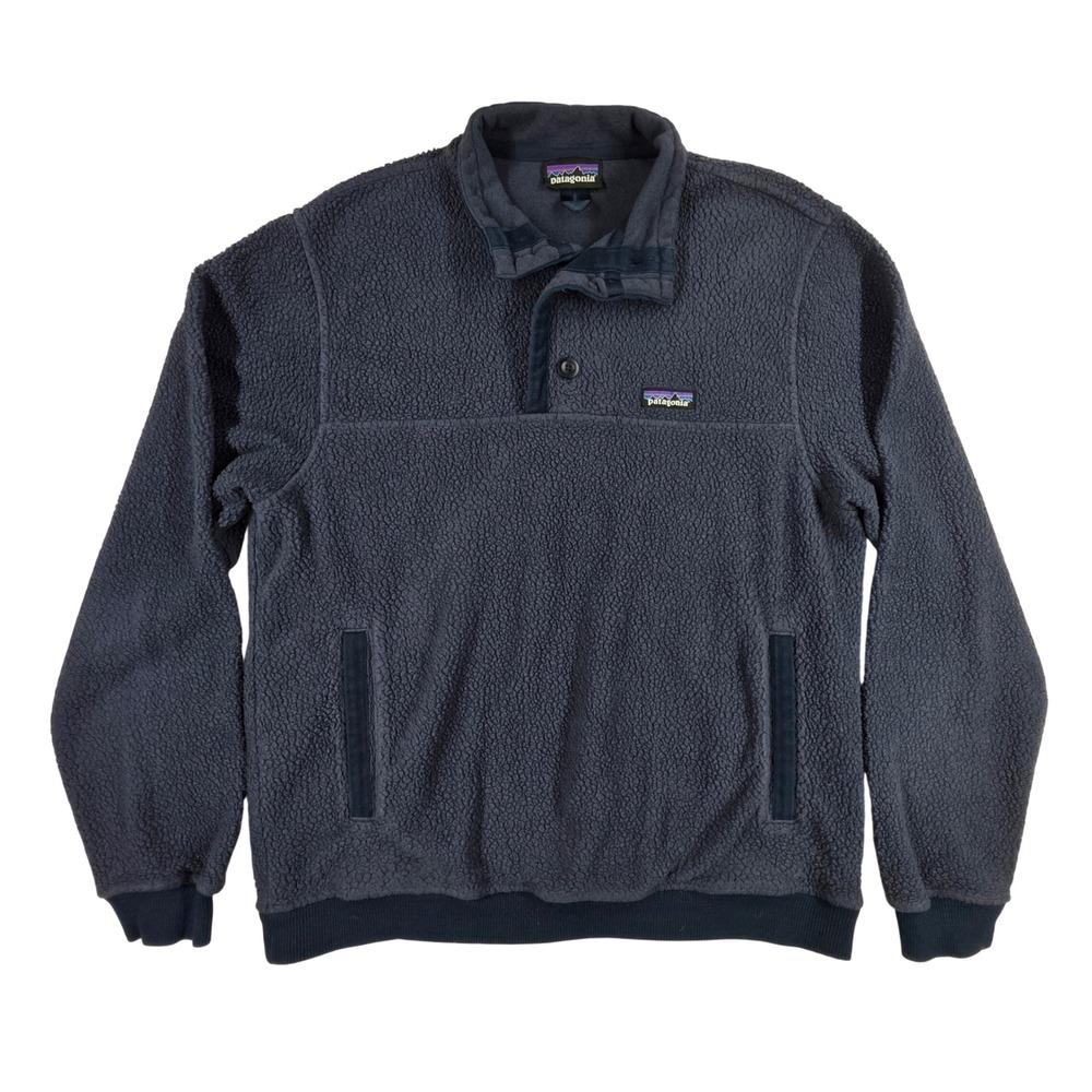 Patagonia Mens Shearling Button Pullover Retro Navy
